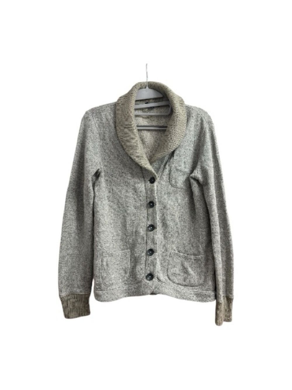 GAP Contrasting Color (Gray & Green) Button Up Cardigan w/ Green Shawl Neckline